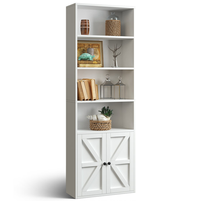 Gracie Oaks Walli 71.3"H,4tier Bookshelves and Bookcases with Door & Reviews Wayfair Canada